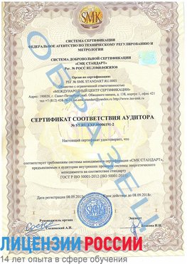 Образец сертификата соответствия аудитора №ST.RU.EXP.00006191-2 Волоколамск Сертификат ISO 50001